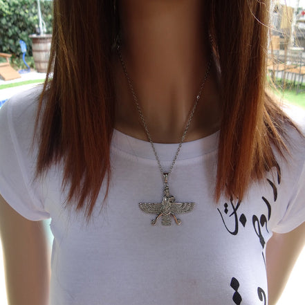 Double Sided Farvahar Necklace Iranian Gift Persian Iran Faravahar