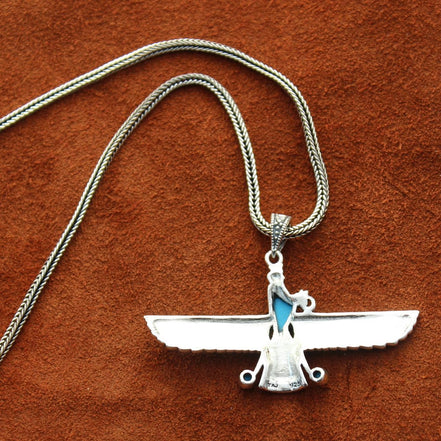 Sterling Silver Iranian Persian Necklace Farvahar Necklace