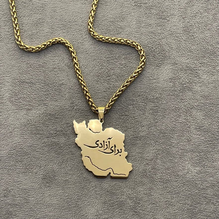 For Freedom Azadi Iran Map Pendent Necklace Chain