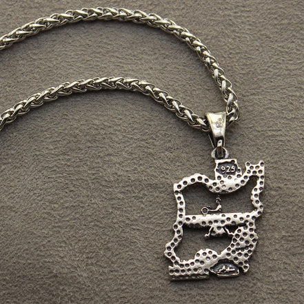 Sterling Silver Farvahar Persian Map Pahlavi Necklace Pendant Gift