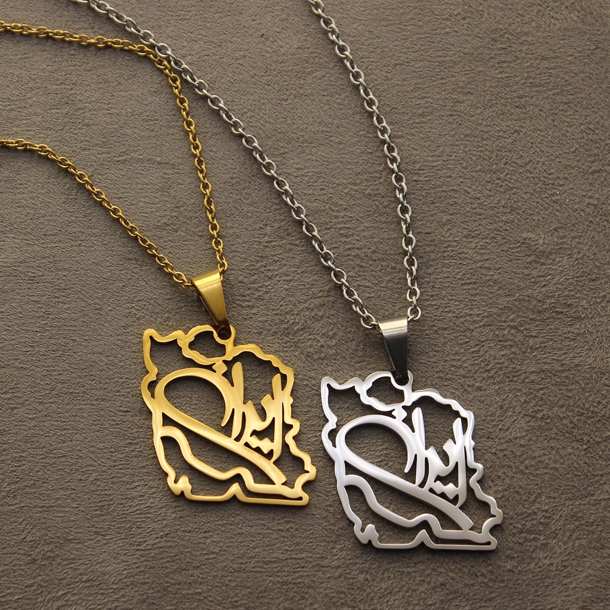 Persian Gulf iran iranian map necklace Earrings Set