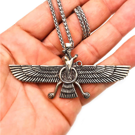 Sterling Silver Large Persian Zoroastrian Farvahar Farvahar Necklace