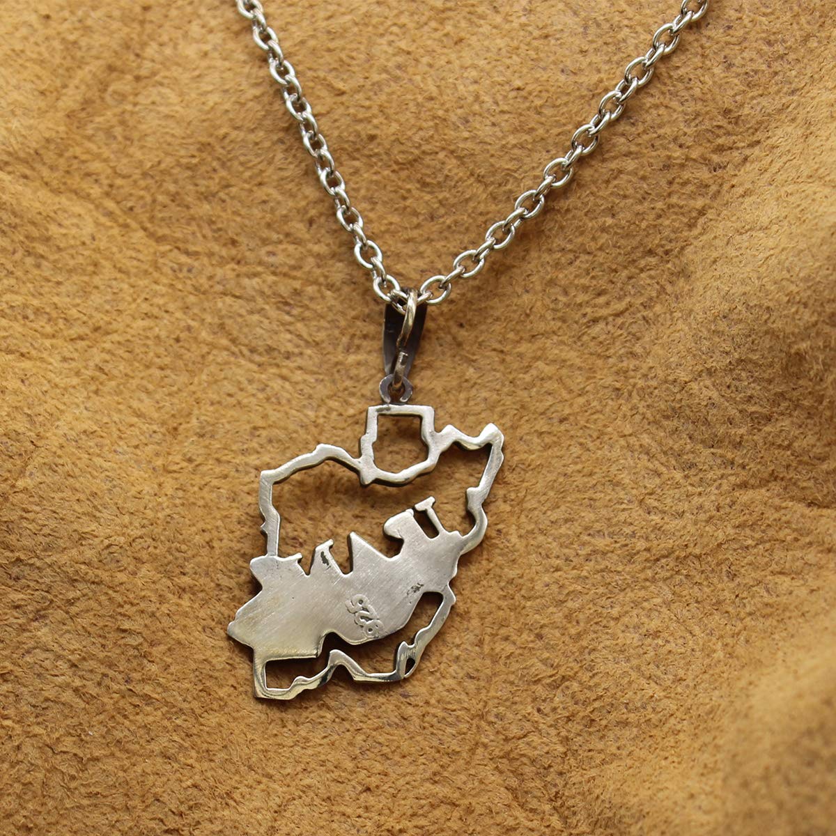 925 Sterling Silver Persian Iranian Iran Map Necklace Chain Gift