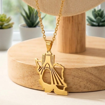 0 Unisex  Iran map Shahyad Tower Necklace