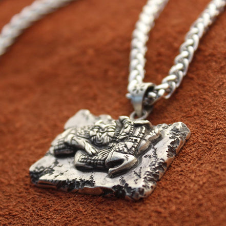 Sterling Silver Persian Empire Lion Bull Fight Achaemenid Iranian Necklace Pendant