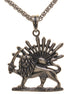 Sterling Silver Lion Sun Shir Khorshid Persian Pahlavi Necklace Pendant Chain