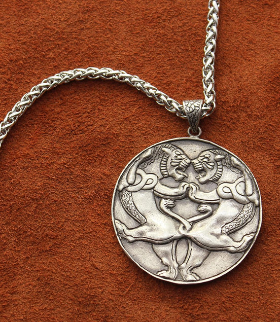 Sterling Silver Iranian Persian Necklace Achaemenid Lion Necklace