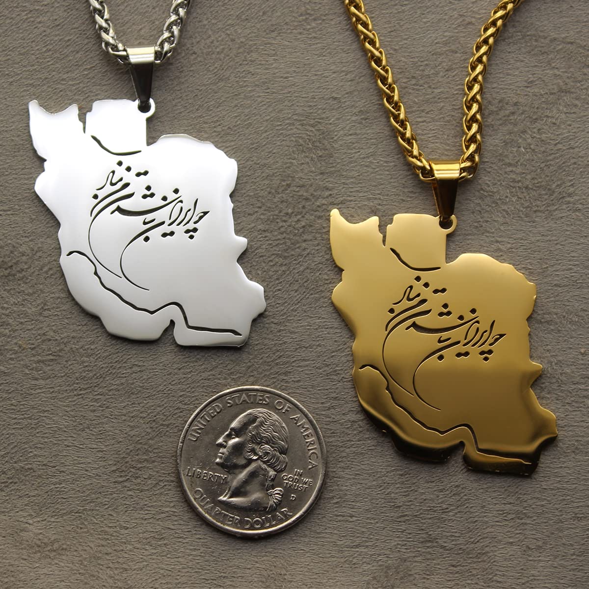 Iran Iranian Map Pendant Necklace Chain