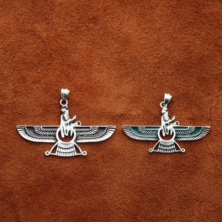 Asoodehdelan Sterling Silver Persian Farvahar Faravahar Necklace Pendant