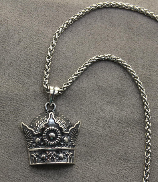 Asoodehdelan Sterling Silver Persian Pahlavi Kingdom Crown Necklace Chain Gift