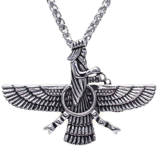 Large Farvahar Necklace Iranian Persian Art Iran Faravahar Necklace