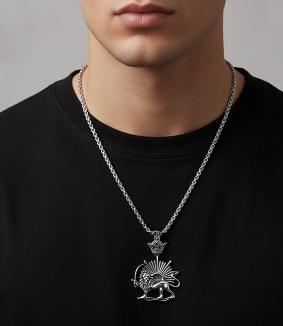 1 Iranian Persian Pahlavi Lion and sun Shiro Khorshid Crown Necklace