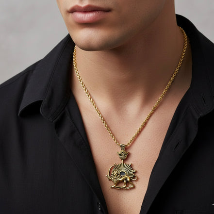 1 Iranian Persian Pahlavi Lion and sun Shiro Khorshid Crown Necklace