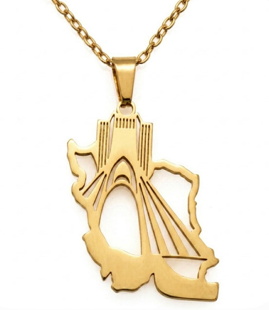 0 Unisex  Iran map Shahyad Tower Necklace