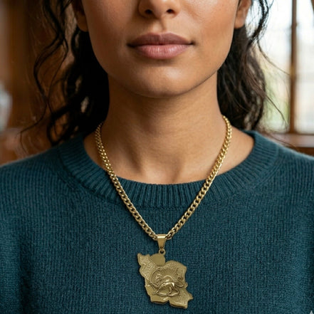1 Iran map and lion and sun necklace