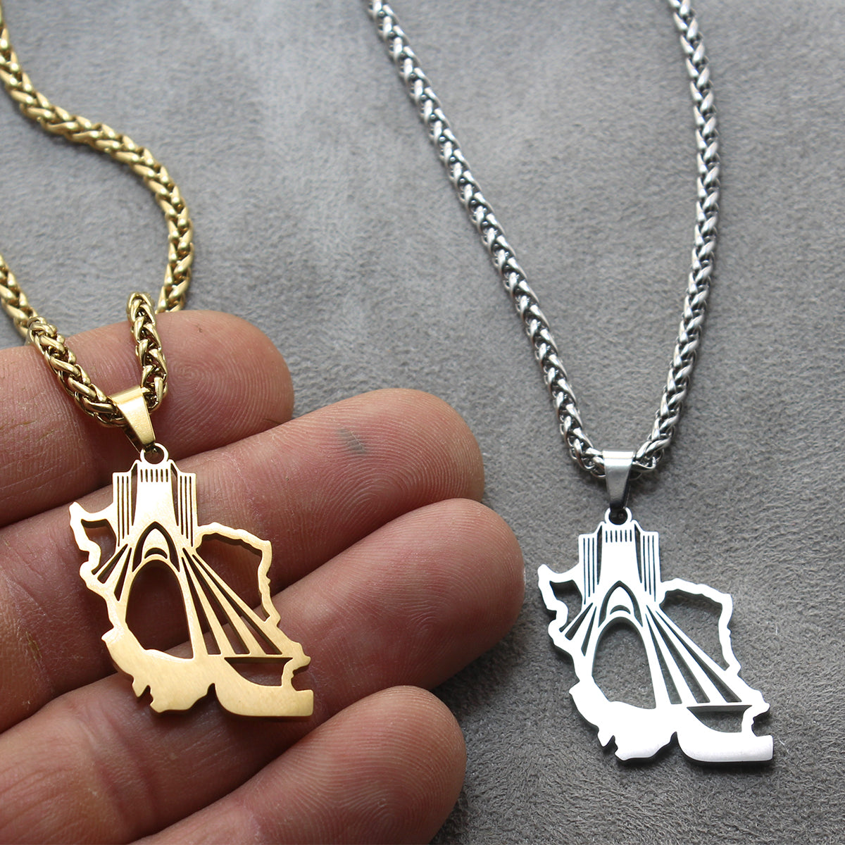 0 Unisex  Iran map Shahyad Tower Necklace
