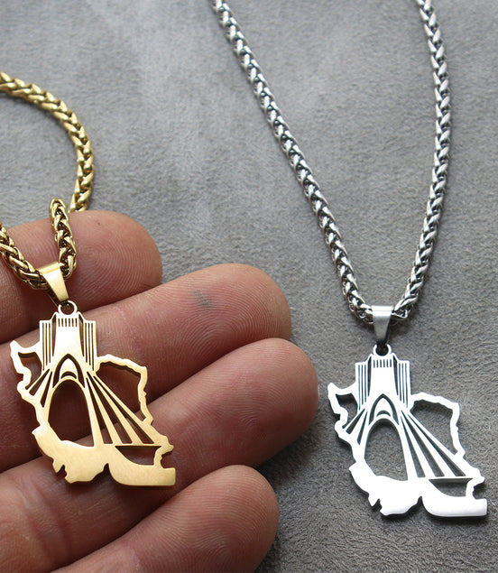 0 Unisex  Iran map Shahyad Tower Necklace