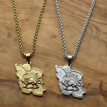 1 Iran map and lion and sun necklace
