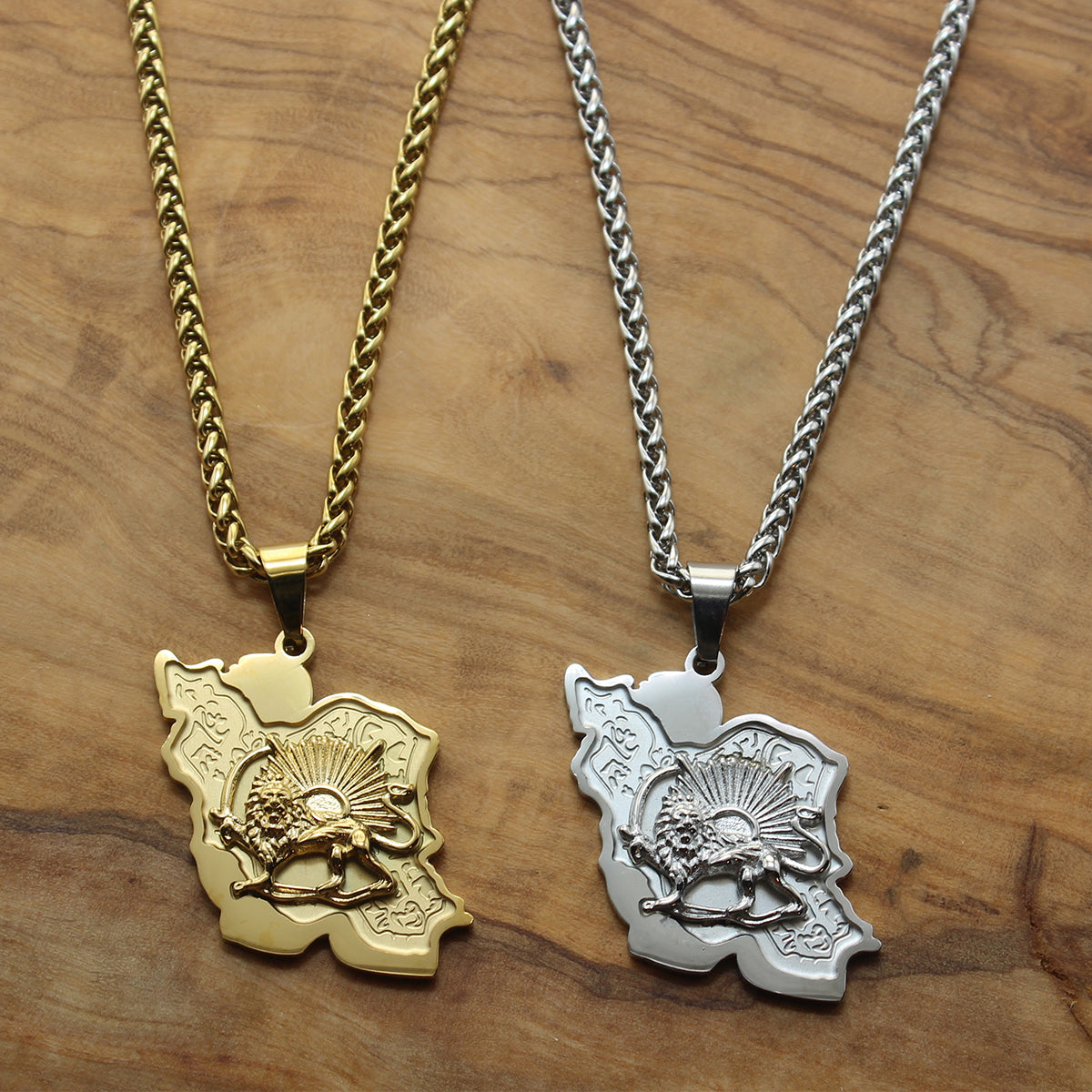 1 Iran map and lion and sun necklace