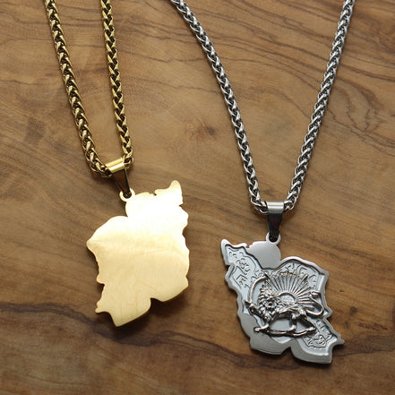 1 Iran map and lion and sun necklace