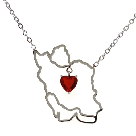 0 Iran map Ruby Stone Necklace