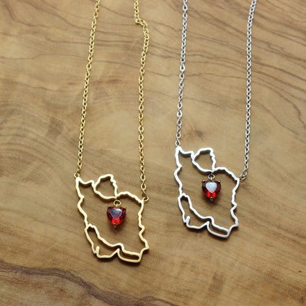 0 Iran map Ruby Stone Necklace