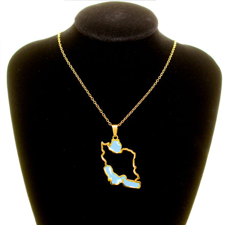 1 Iran map necklace and earrings set