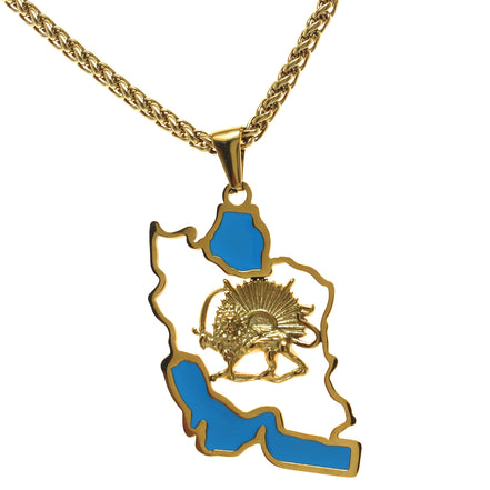 1 Iran map and lion and sun necklace