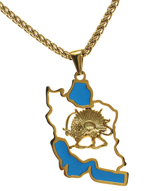 1 Iran map and lion and sun necklace