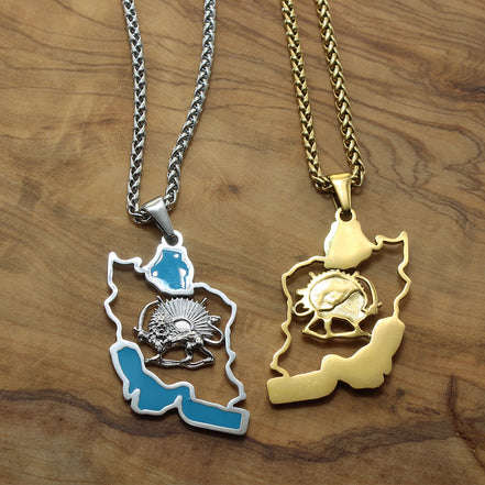 1 Iran map and lion and sun necklace