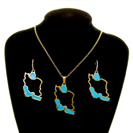 1 Iran map necklace and earrings set