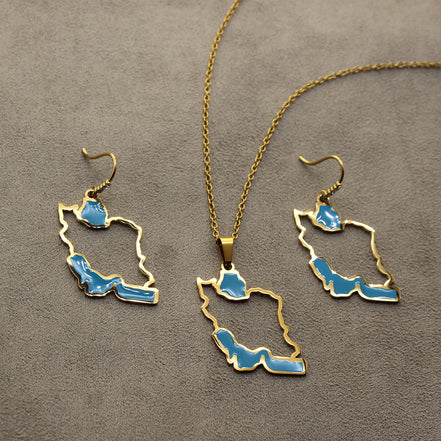 1 Iran map necklace and earrings set