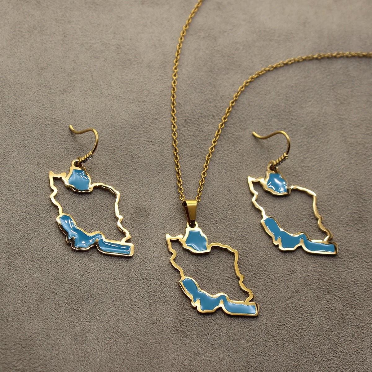 1 Iran map necklace and earrings set