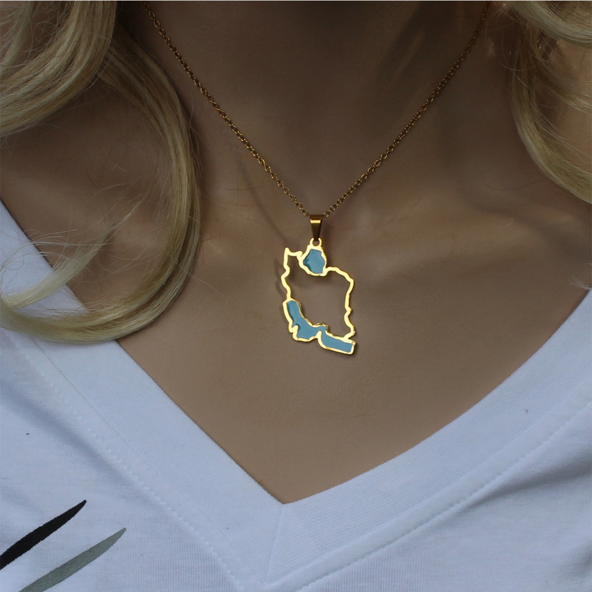 1 Iran map necklace and earrings set