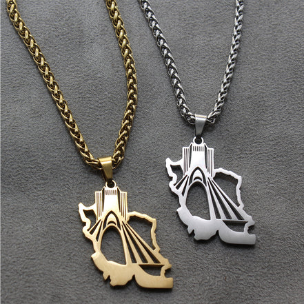 0 Unisex  Iran map Shahyad Tower Necklace