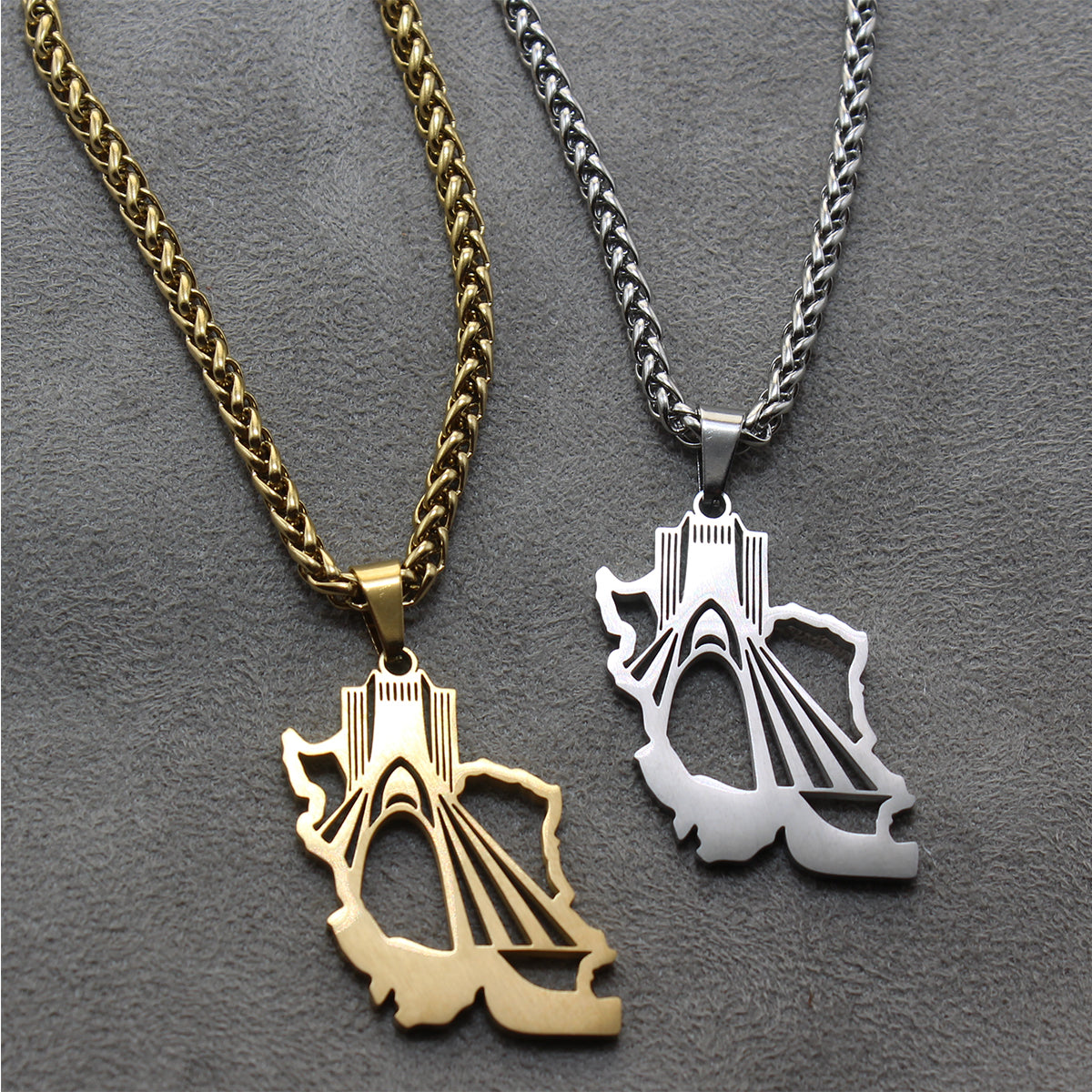 0 Unisex  Iran map Shahyad Tower Necklace
