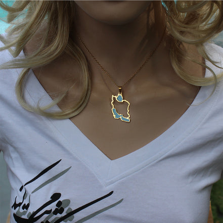 1 Iran map necklace and earrings set