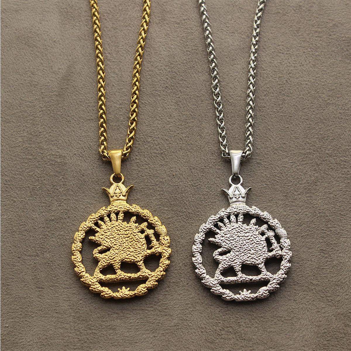 Iranian Persian Pahlavi Lion and sun Shiro Khorshid Necklace