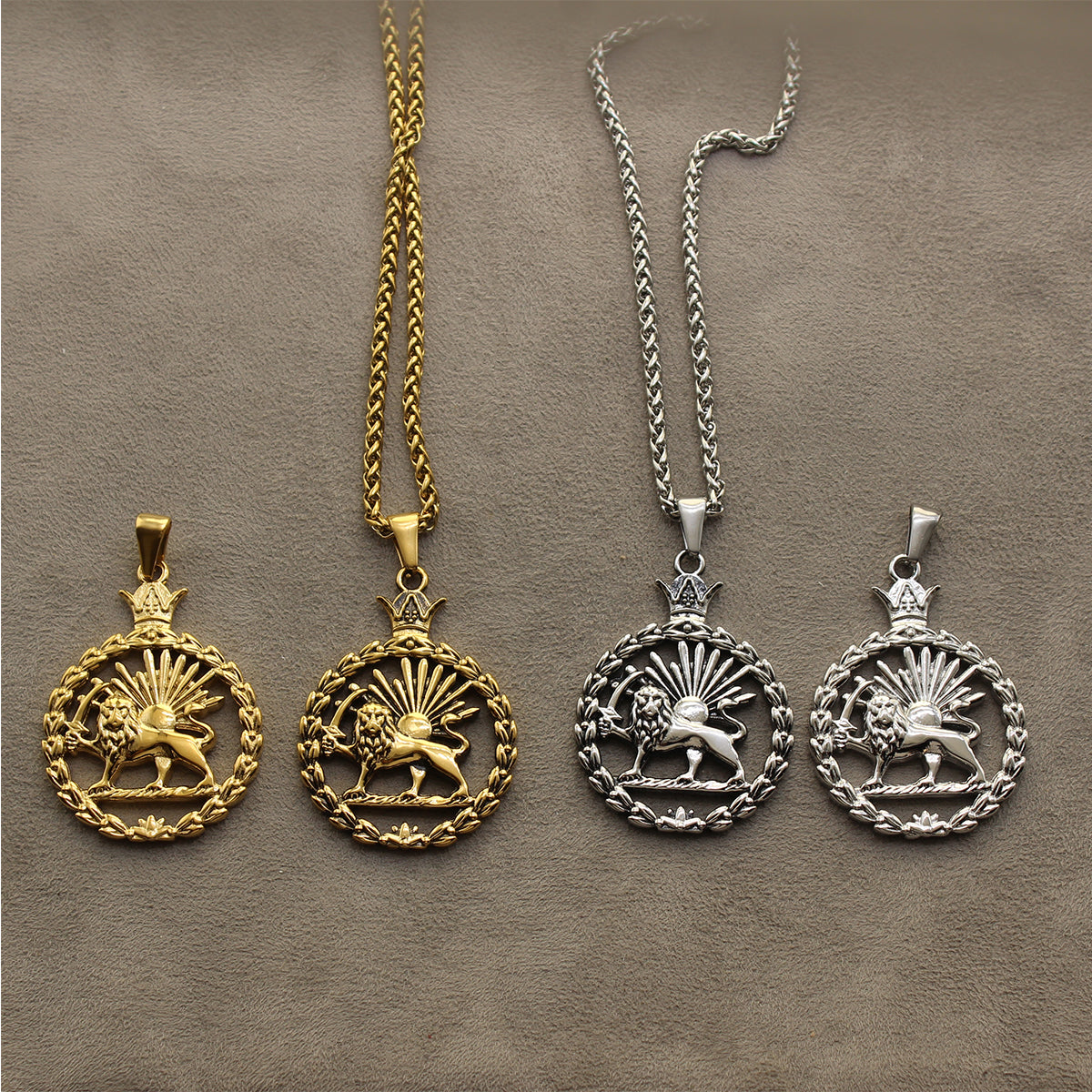 Iranian Persian Pahlavi Lion and sun Shiro Khorshid Necklace