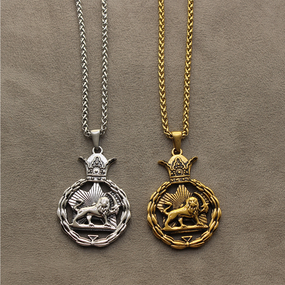 Double Sided Iranian Persian Pahlavi Lion and sun Shiro Khorshid Necklace