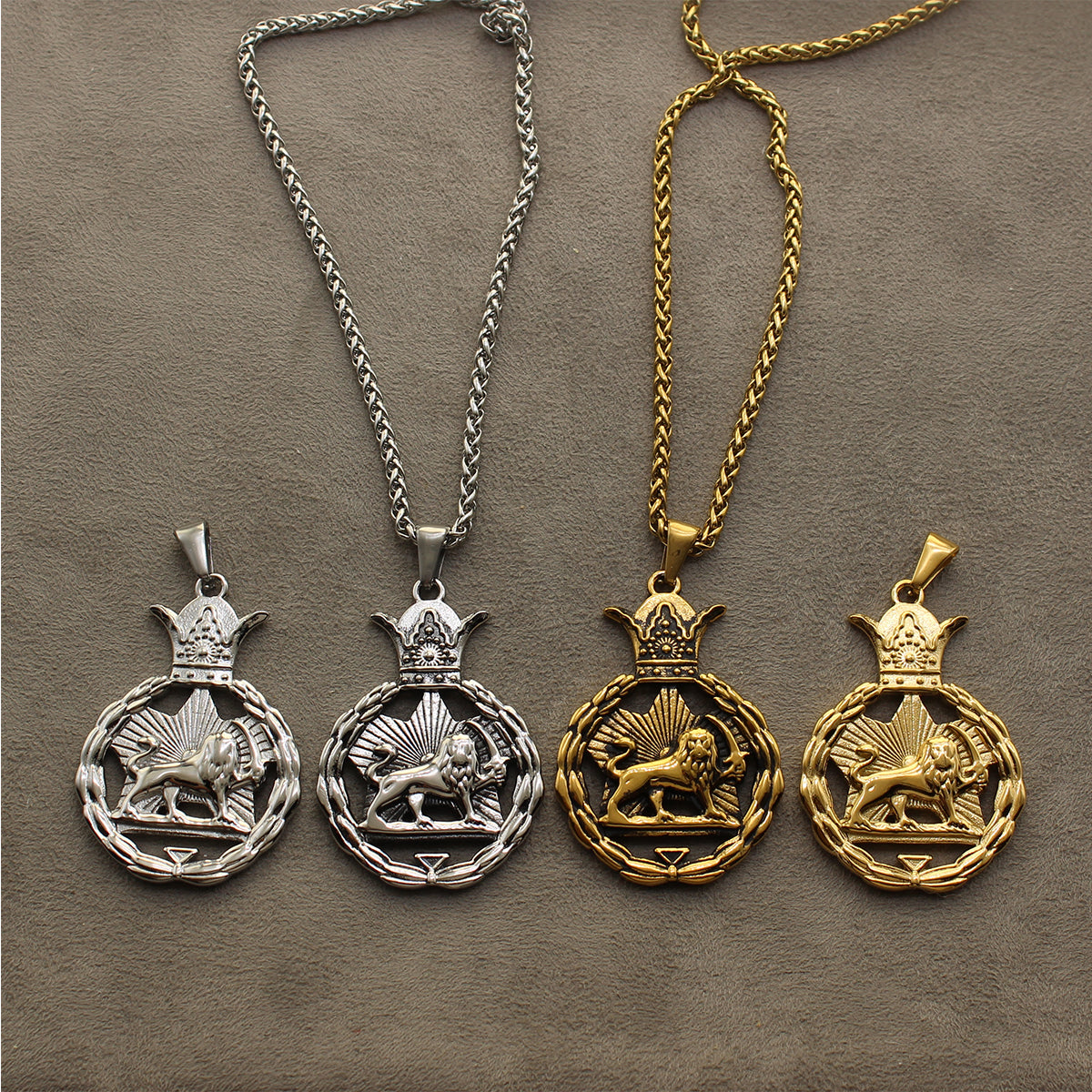 Double Sided Iranian Persian Pahlavi Lion and sun Shiro Khorshid Necklace