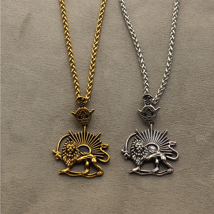 1 Iranian Persian Pahlavi Lion and sun Shiro Khorshid Crown Necklace