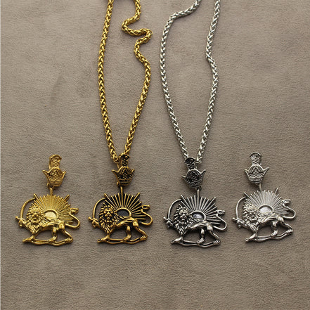 1 Iranian Persian Pahlavi Lion and sun Shiro Khorshid Crown Necklace