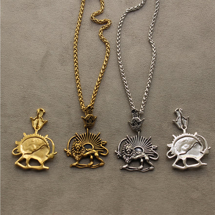 1 Iranian Persian Pahlavi Lion and sun Shiro Khorshid Crown Necklace