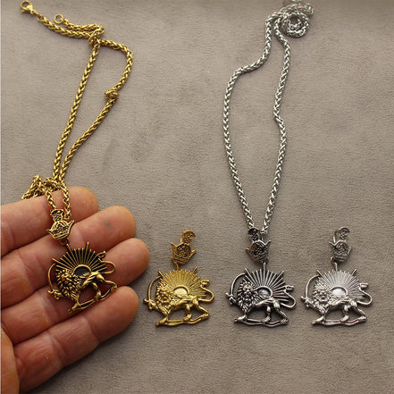 1 Iranian Persian Pahlavi Lion and sun Shiro Khorshid Crown Necklace