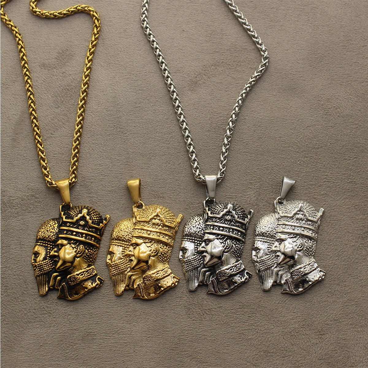 1 Iranian Persian Kings Cyrus the Great and Mohammadreza Shah Pahlavi Necklace