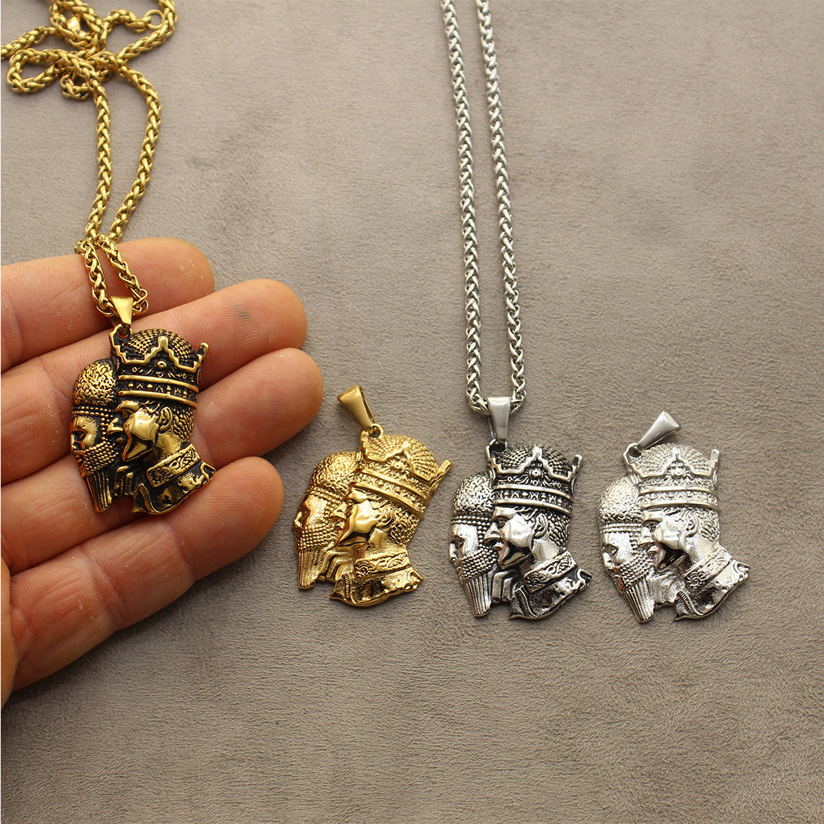 1 Iranian Persian Kings Cyrus the Great and Mohammadreza Shah Pahlavi Necklace