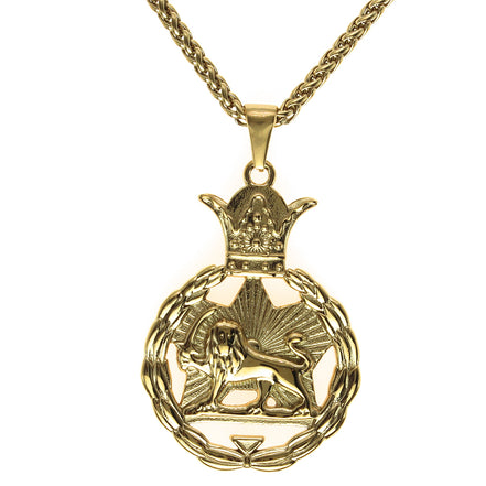 Double Sided Iranian Persian Pahlavi Lion and sun Shiro Khorshid Necklace