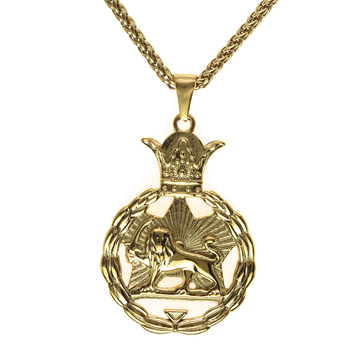 Double Sided Iranian Persian Pahlavi Lion and sun Shiro Khorshid Necklace