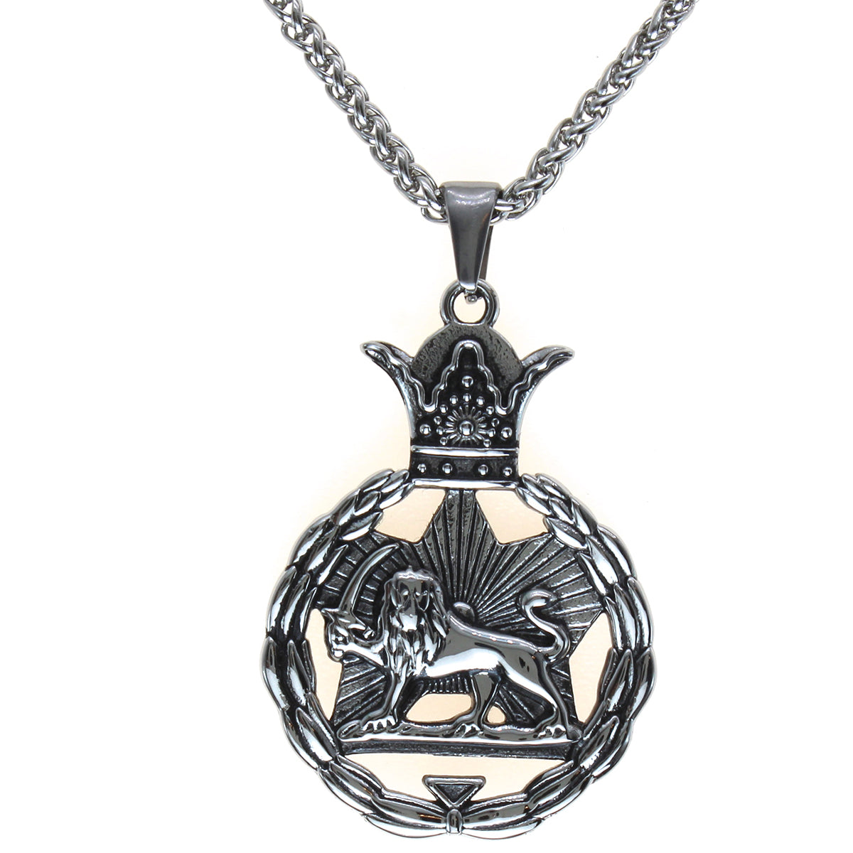 Double Sided Iranian Persian Pahlavi Lion and sun Shiro Khorshid Necklace